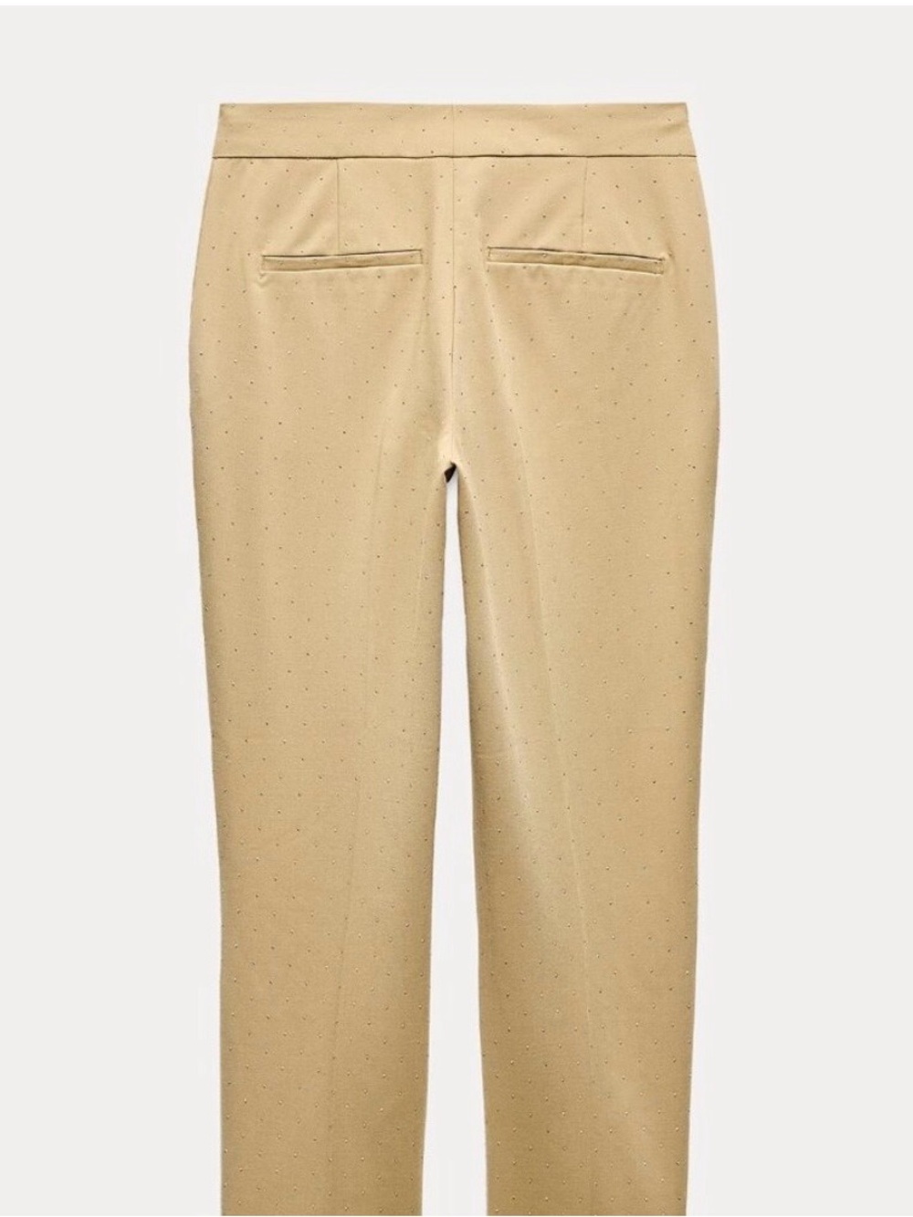 Zara NWOT Beige Suit with small silver studs. Cropped Tailored Pants. - Picture 7 of 9